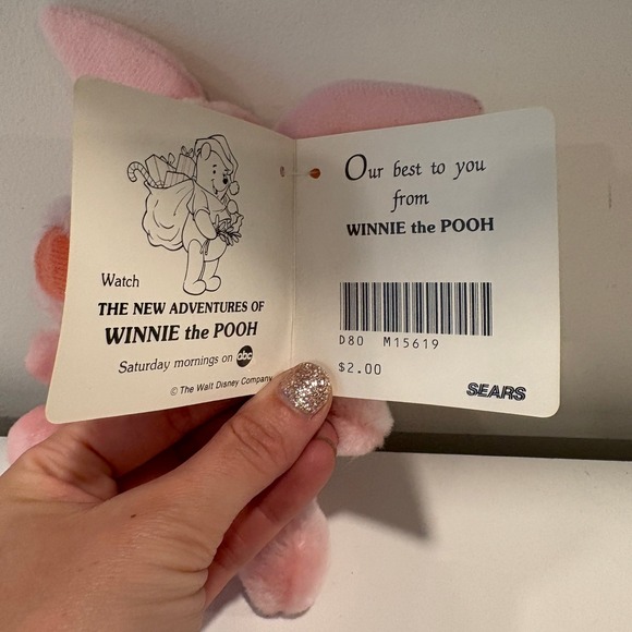 Vintage 1991 Sears Piglet Plush Christmas Holiday‎ Disney Beanbag Toy - Picture 8 of 12